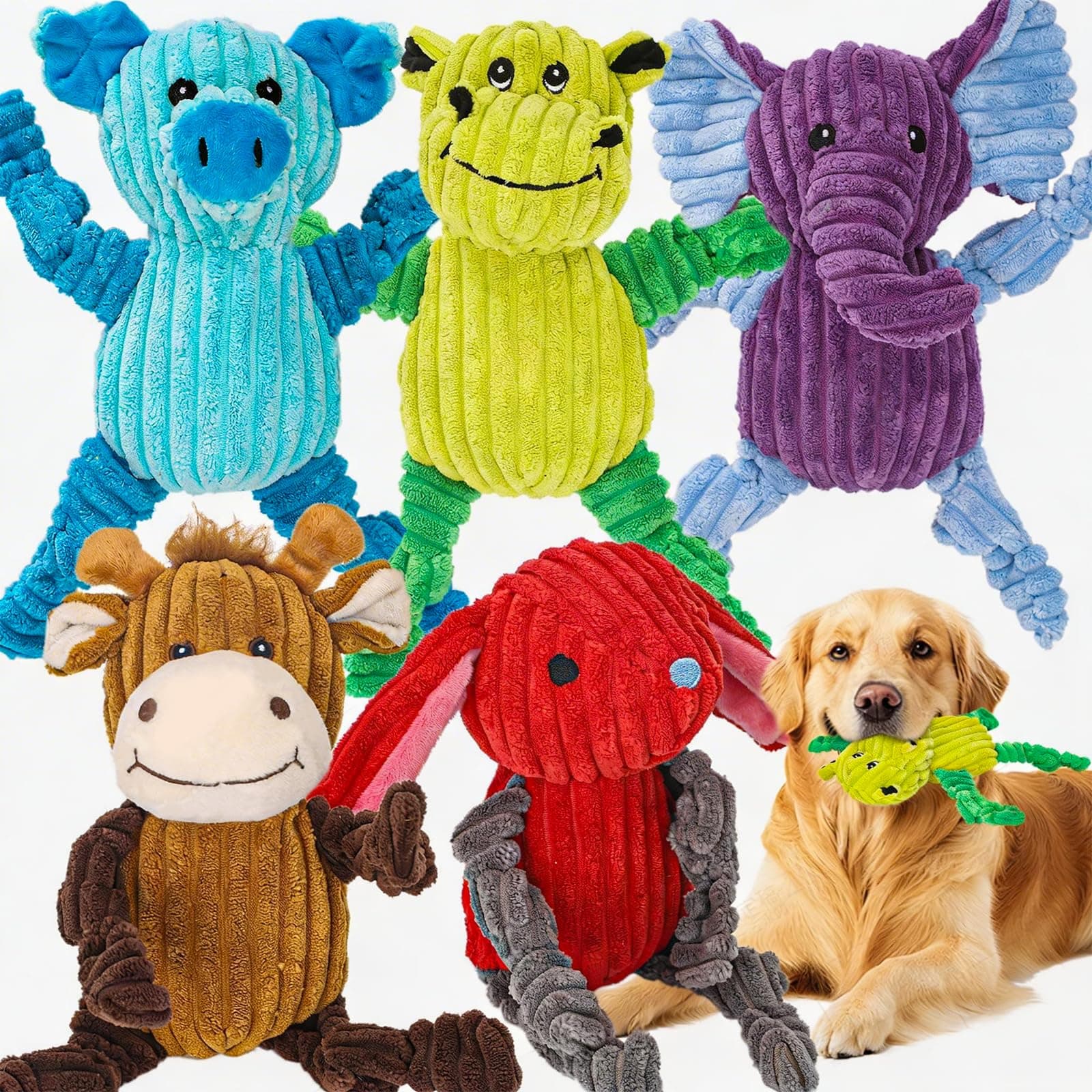 Pack de 5 Juguetes de Peluche con Chillido para Perros