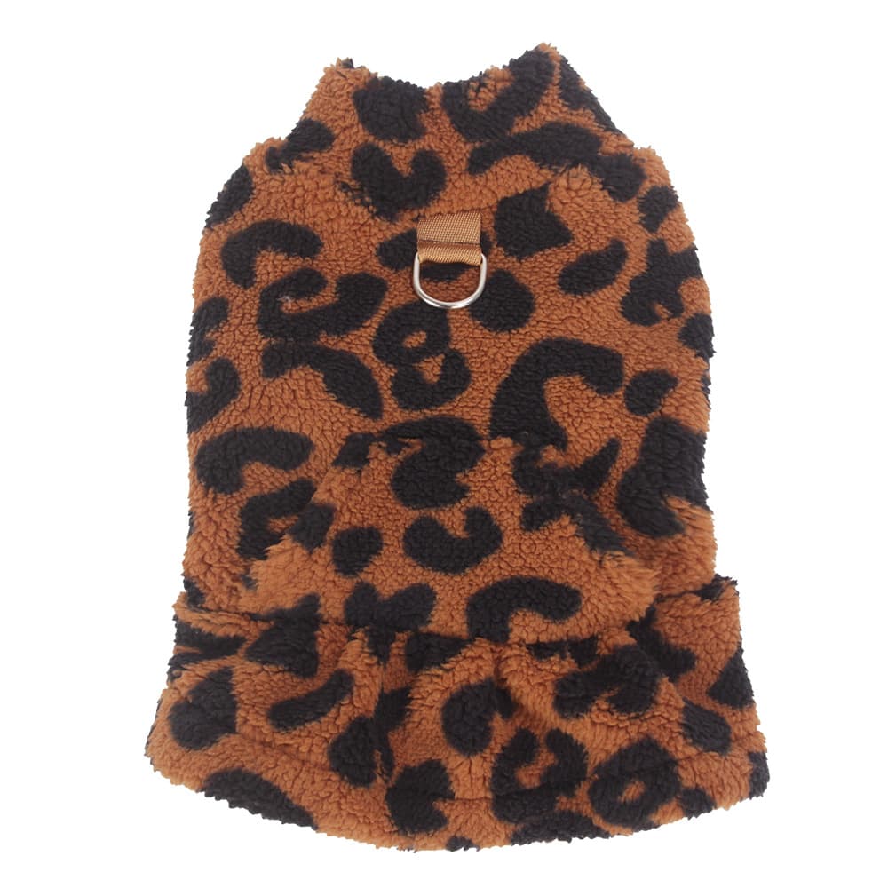 Vestido de Polar Estampado Leopardo para Perros Pequeños thumbnail 3